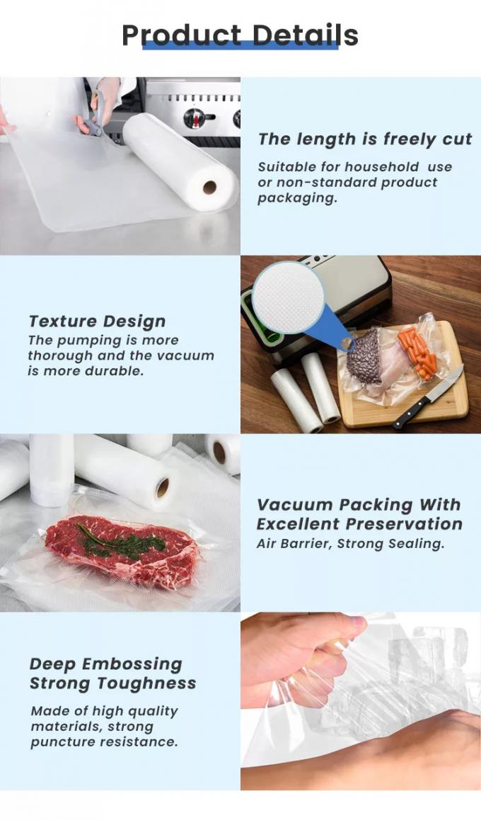 Le GV réutilisable souple en plastique de sac de vide de réfrigérateur de Reheatable a gravé 0 en refief durable