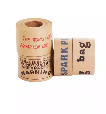 Bande hydroréactive imprimée de papier d'emballage de Brown, bande biodégradable d'emballage de cachetage